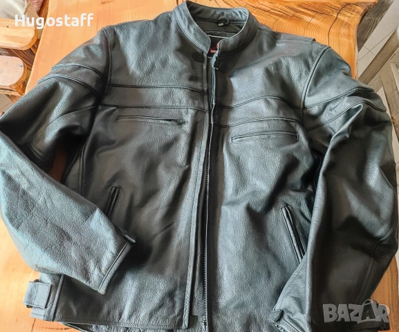Ново Кожено яке Motomall черно телешки бокс мотор моторджийско Хл/2Хл, снимка 3 - Якета - 53334000