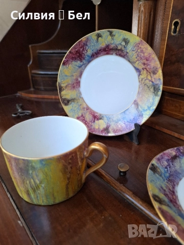 Винтидж комплект от две порцеланови чаши и чинийки "Limoges Paris"