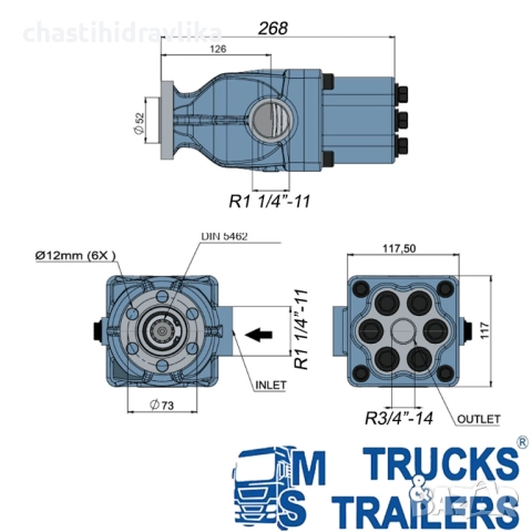 6-Бутална права помпа 55л UNI PED0605550013, снимка 2 - Части - 52053113