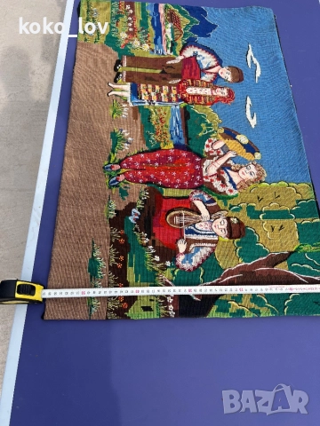 Стар гоблен тъкан, снимка 2 - Антикварни и старинни предмети - 51644289