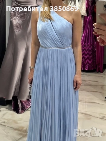 Синя дълга официална рокля, снимка 3 - Рокли - 54325378