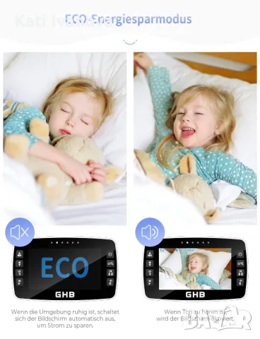 Бебефон GHB камера за бебе  SM43A 4,3-" видеокамера с ротация на 350°, снимка 8 - Бебефони - 47739876