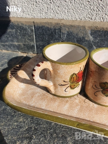 Ръчно изработен керамичен сервиз за кафе , снимка 2 - Сервизи - 54304434