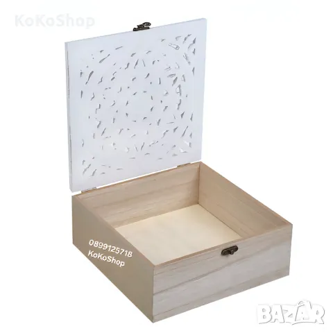 Декоративна кутия-23.5x23.5x19 см. дървена кутия  за декорация, снимка 2 - Декорация за дома - 50336199