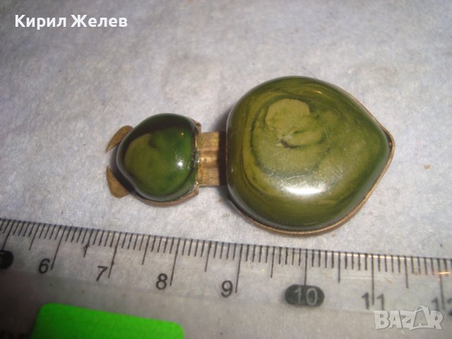 ВИНТИДЖ АР НУВО БРОШКА СКАРАБЕЙ МАЙСКИ БРЪМБАР БРОНЗ и ЦВЕТНА КЕРАМИКА ХУДОЖЕСТВЕНА МАЙСТОРСКА 31395