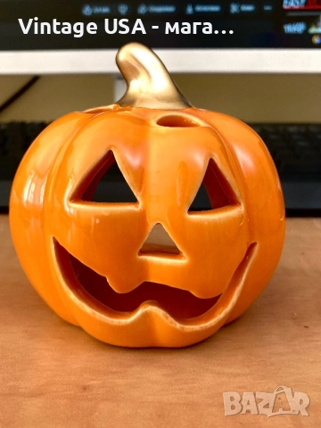 Малък керамичен свещник за Хелоуин / Halloween, снимка 3 - Декорация за дома - 52177257
