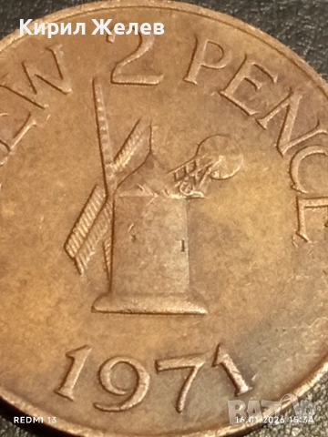 Монета 2 нови пенса1971г. Гърнзи Кралица Елизабет втора за КОЛЕКЦИЯ 53124, снимка 2 - Нумизматика и бонистика - 53122730