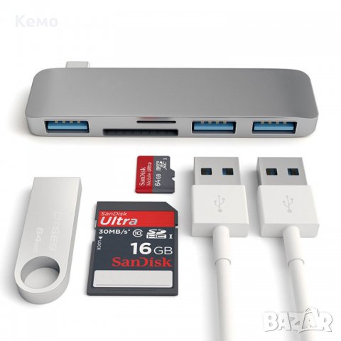 USB-C Хъб адаптер USB 3.1 с PD Слот за SD и TF карти за MacBook Pro и компютри с USB-C порт, снимка 2 - Други - 30715283