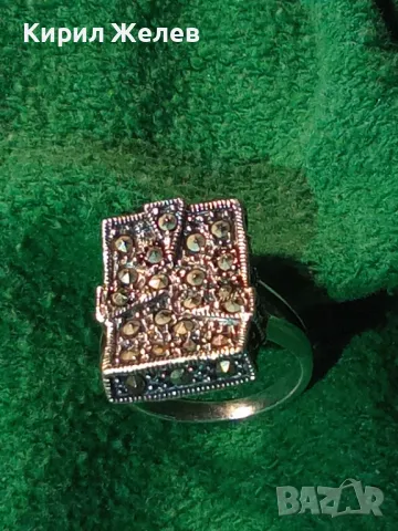 РАЗКОШЕН МАРКАЗИТЕН СРЕБЪРЕН ПРЪСТЕН СРЕБРО 925 с БЯЛА ПОЗЛАТА ИНКРУСТИРАН с КАМЪНИ МАРКАЗИТ 49114, снимка 18 - Пръстени - 49351687