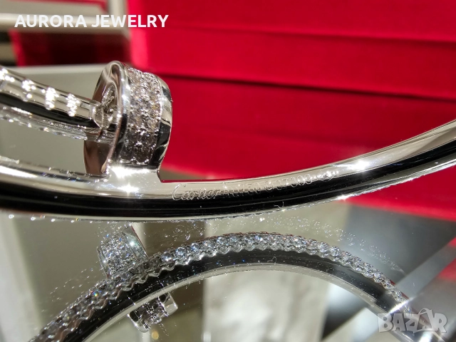 CARTIER Nail Juste un Clou Silver Large Paved Diamonds Гривна Пирон, снимка 8 - Гривни - 52843802