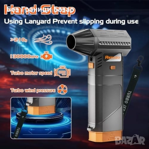 Нов Мощен електрически прахоиздухвач с двойна батерия и LED осветление, снимка 5 - Друга електроника - 52532529