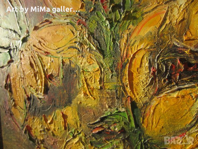 50х70 см. Слънчогледи - голяма картина  Мима / Art by MiMa, kartina, painting, снимка 3 - Картини - 31781537