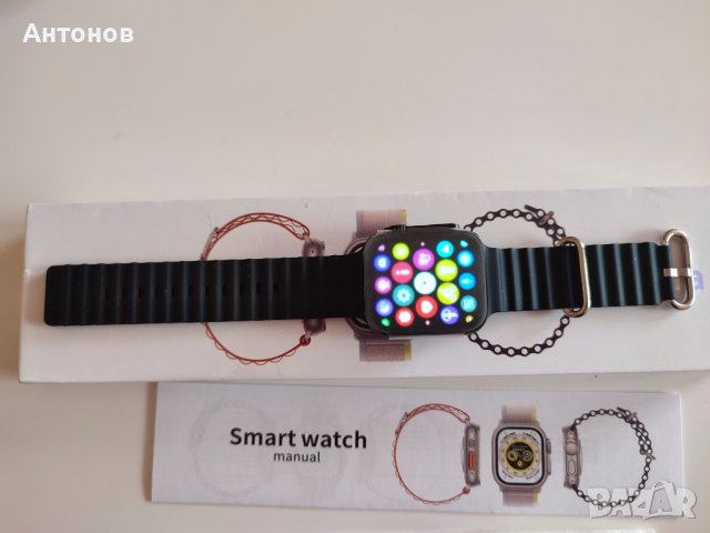 Забележителен черен смарт часовник Smart watch Ultra 8, снимка 2 - Смарт гривни - 40708416