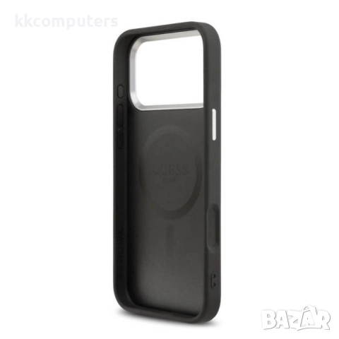 Оригинален кейс Guess Leather Triangle Metal Logo и Протектор За iPhone 17 Pro Max (6.9), Черен, снимка 5 - Калъфи, кейсове - 52210564