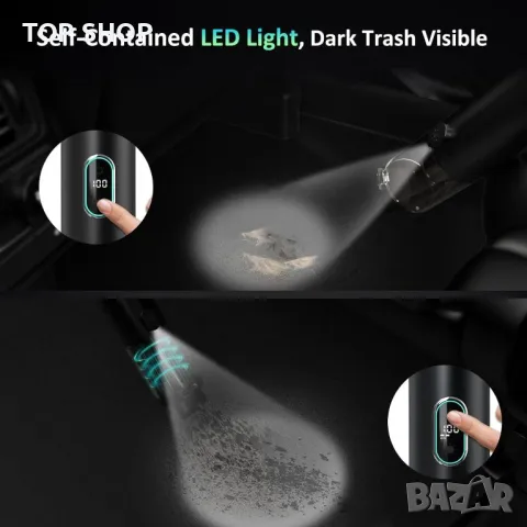 Безжична прахосмукачка за кола Minthouz, преносима ръчна прахосмукачка 16000 PA, снимка 6 - Прахосмукачки - 49566660