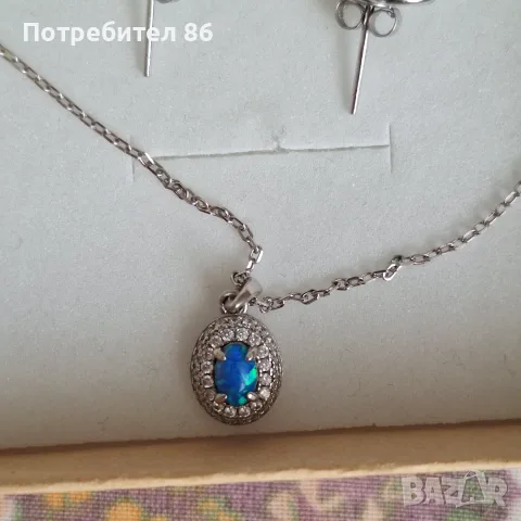 Нов сребърен комплект с опал , снимка 5 - Бижутерийни комплекти - 56473789