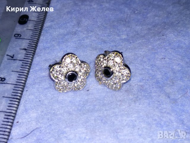 ФЛОРАЛНИ ПОСРЕБРЕНИ КРИСТАЛНИ ОБЕЦИ от БЛАГОРОДНА СТОМАНА Едната ЗАКОПЧАЛКА е СРЕБЪРНА! 37073, снимка 4 - Обеци - 39971017