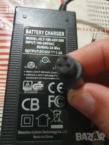 Електрическо зарядно, за електрически скутери и ховърборди, 42V 1.5A, черен, снимка 6 - Друга електроника - 51712001