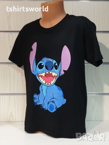 Нова черна детска тениска с дигитален печат Стич (Stitch), снимка 9 - Детски тениски и потници - 38168214