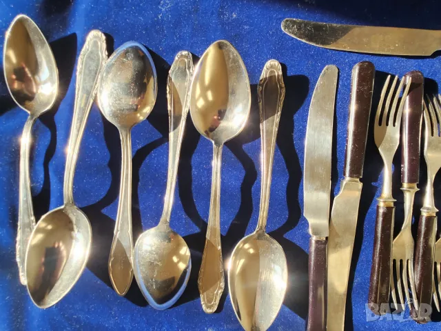вилици, ножове, лъжици / руски к-т за хранене, 18 броя,  солидни прибори, СССР, черни дръжки, снимка 4 - Прибори за хранене, готвене и сервиране - 45973678