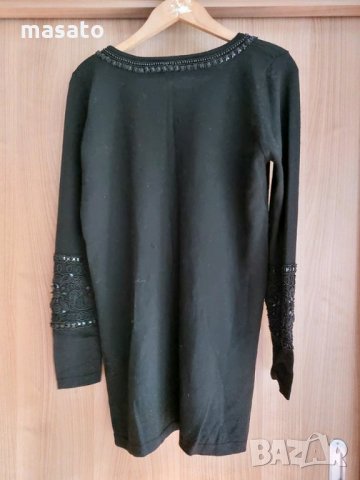 d.bari - черен вълнен пуловер с камъни, снимка 3 - Блузи с дълъг ръкав и пуловери - 33887628