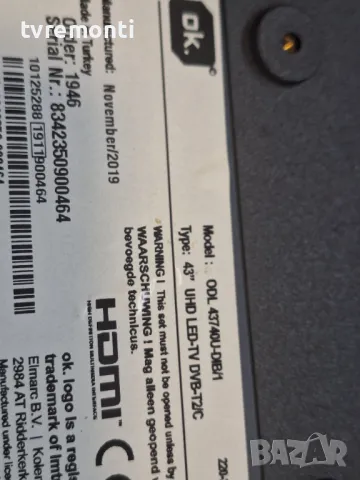 TCON BOARD ,55T32-COF CTRL BD for 43inc DISPLAY VES430QNDA-2D-N41 for ODL 43740U-DIB, снимка 6 - Части и Платки - 47319924