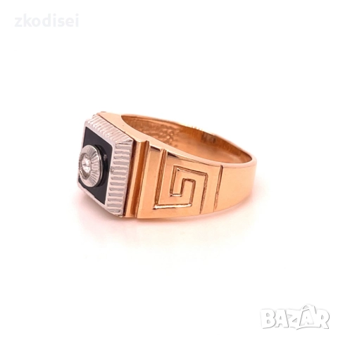 Златен мъжки пръстен 6,64гр. размер:55 14кр. проба:585 модел:4601-1, снимка 2 - Пръстени - 52636072