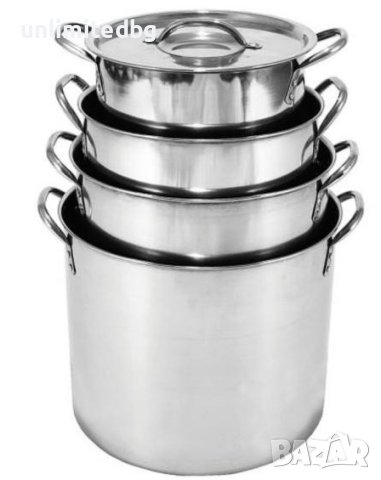 Комплект 4 Тенджери от неръждаема стомана , РАЗМЕРИ:24CM,26CM,28CM & 30CM,ОБЕМ:34L,20L,16L,8L, снимка 7 - Съдове за готвене - 42888664