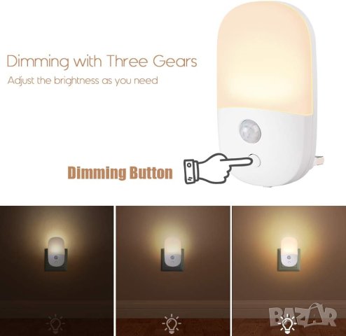 LED нощна светлина със сензор комплект от 2 броя ELN-095, снимка 3 - Други - 42820560