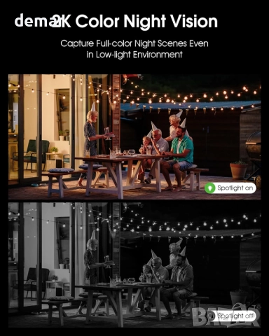 ANRAN 2K безжична соларна охранителна камера с прожектор, PIR детектор, снимка 5 - IP камери - 51719849