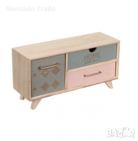 Декоративна кутия Mercado Trade, 3 чекмеджета, Дърво, снимка 2 - Декорация за дома - 39429859