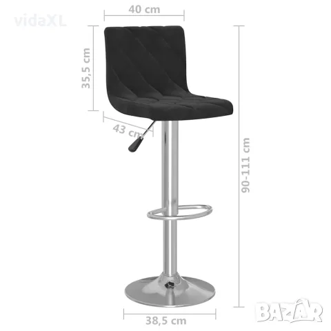 vidaXL Бар табуретки, 2 бр, черни, кадифе, снимка 9 - Столове - 56147030