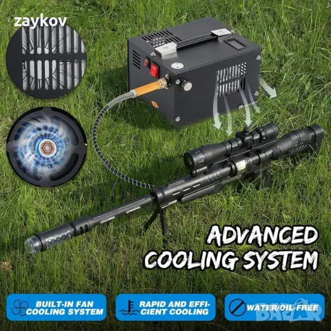 Mxmoonant 300bar  PCP компресор, без масло и вода, може да се използва с 220V захранване и 12V, снимка 3 - Аксесоари и консумативи - 49788832