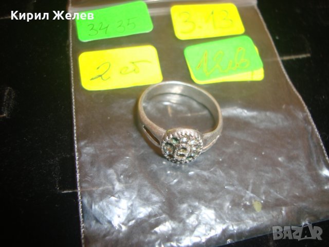 СТАР СРЕБЪРЕН ДАМСКИ с КАМЪЧЕТА ПРЪСТЕН СРЕБРО 925 ВИНТИДЖ СТИЛ 3435, снимка 3 - Пръстени - 30395301