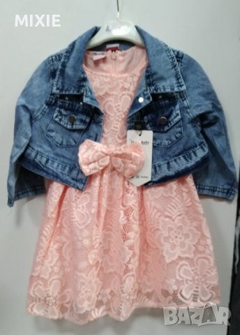 Намален! Нов детски комплект от рокля и дънково яке, снимка 1 - Детски комплекти - 40667966