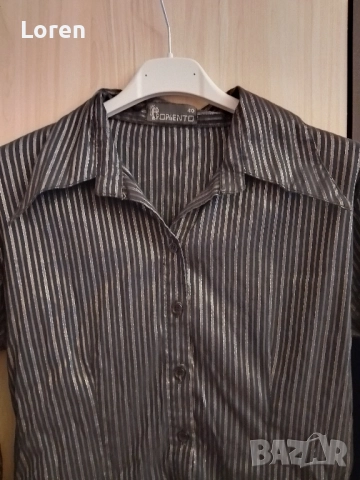 *Poriento*Дамска риза черна със сребристи раета, снимка 3 - Ризи - 52580352