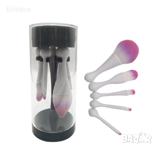 Пет броя козметични четки в удобна кутия HZS45, снимка 5 - Други - 52830528