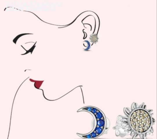 Дизайнерски модел сребърни обеци"Day and night",слънце и луна/нови