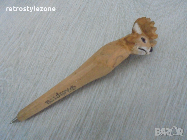 № 8447 Стара дървена химикалка – фигура елен  , снимка 2 - Други ценни предмети - 53127044