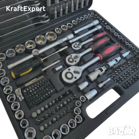 Гедоре KraftWorld 216 части 1/4″ 3/8″ 1/2″ CR-V – пълен комплект за професионалисти, снимка 2 - Куфари с инструменти - 50681460