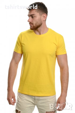 Нова мъжка изчистена тениска в жълт цвят, снимка 3 - Тениски - 37670426