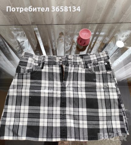 Къса черно-бяла карирана пола, снимка 1 - Поли - 40071827
