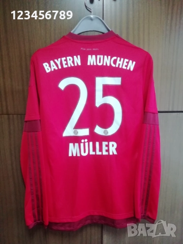 Bayern Munich Thomas Muller 2015 2016 Home Adidas Long Sleeve оригинална тениска фланелка Байерн L/S