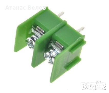 Двойна клема за запояване към платка - открита, снимка 1