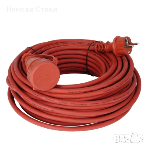 Удължителен кабел Unitec 20 м, червен/черен, Германия, снимка 2 - Разклонители и удължители - 52712881
