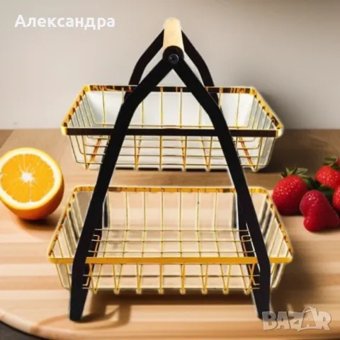 Кошница за плодове и зеленчуци 30 х 27 х 17 см, 2 етажа, снимка 4 - Аксесоари за кухня - 49203234