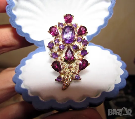 925 сребърен пръстен с аметист с основен камък 8x6, тотално тегло 10.4