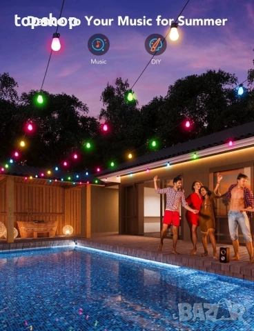 Govee S14, 14,6 метра H7015 RGBIC външни светлини с 15 димируеми LED крушки, водоустойчиви IP65..., снимка 2 - Лампи за стена - 51595282