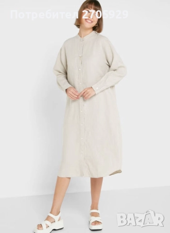 Рокля в миди дължина от 100% лен, размер XS/S (става до М)
