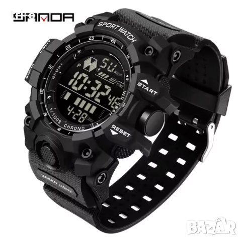 SANDA Мъжки спортен часовник, водоустойчив LED аналогов цифров дисплей, многофункционален G Cloc